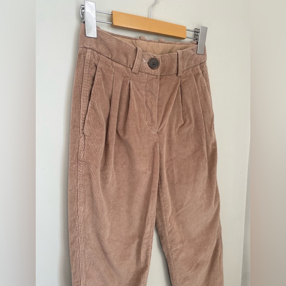 Group Babaton Aritzia Quota Corduroy Pant Pleated Trousers Sz 00 - Picture 3 of 14
